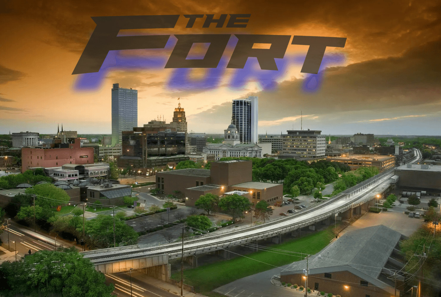 Fort Wayne Skyline with The Fort Logo